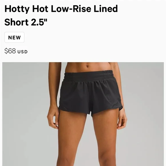 Lululemon Hotty Hot Low-Rise Lined Short 2.5" in size 6, black w/ subtle stripes - Picture 2 of 9